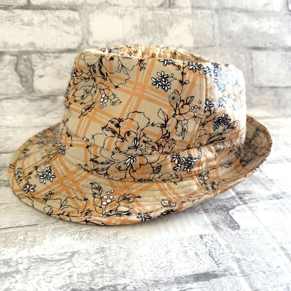 Floral Print Cotton Fedora Hat Summer Boho Festival Style Wide Brim Cap - Picture 3 of 6